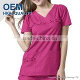 Custom Made Ruffle Wrap Top 65%Polyester 35%Cotton OEM With High Quality Made in China