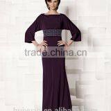 Formal Long Sleeve Beaded A-line Full Length Round Neck Mother Dress Muslim Bridal Gown thumbnail-2