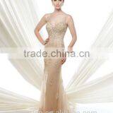 Gold Beaded Spaghetti Strap Bridesmaid Dresses Online thumbnail-1
