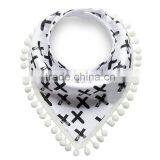 S17223A Soft Organic Cotton Baby Bandana Drool Bibs With Pom-Pom thumbnail-2