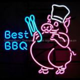 T80 BEST BBQ handicrafted real glass tube neon signs for store display and advertising.