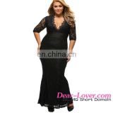 Black Ladies Plus Size Maxi Lace Dress Cocktail Party Wear Gown