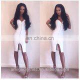 Amigo 2017 New Design Black Spaghetti Strap Slit Midi Bandage Dress Sexy Evening Dresses for Girls Party thumbnail-4