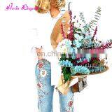 Wholesale Latest Designs Embroidery Light Blue Loose Girls Jeans Pants thumbnail-4