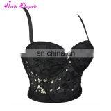 Factory Price Black Floral Lace 5 Hooks Back Pushup Ladies Bra Designs thumbnail-2
