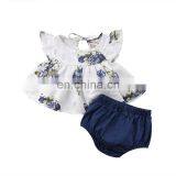 Drop Shipping 2pcs Set Infant Clothes Outfits Toddler Baby Girls Floral Tops Dress & Flower Harem Shorts Pants thumbnail-2