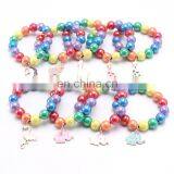 Girl Rainbow Bracelet Children Colorful Beads With Alloy Pendants Girl Gift 9Colors thumbnail-1