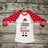 Baby Girl Clothes Christmas Ruffle Raglan Tshirts Kids 3/4 Sleeve Polka Dot Unicorn Ruffle Tops Santa Boys Clothes