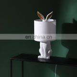 Unique Rabbit Shape Resin Base Customised Desk Light Animal Small White Vintage Home Lamps for Table thumbnail-2