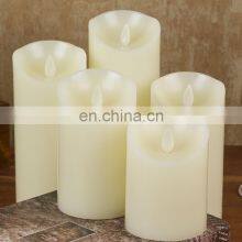 2020 IVORY Flame Less 3 AAA BATTERY OPERATED LED WAX Pillar Flickering CANDLES SET thumbnail-4