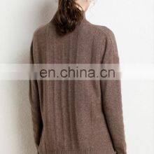 Ladies Plus Size Merino Wool Knit Chunky Loose Hem Slit Mock Neck Pullover Sweater thumbnail-2