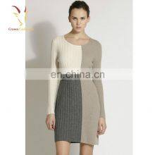 Женская модная зимняя шерстяная платье-джемпер в дизайне с рибчатой трикотажной кладкой thumbnail-1