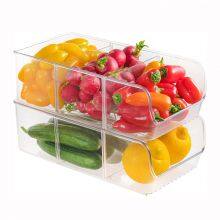 Refrigerator Organizer Bin With Removable Dividers Clear Plastic Storage Container for Freezer, Kitchen Cabinets Pantry Storage thumbnail-3