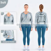 New Drop Women's Jackets Waterproof Sun UV Protection Run Half Zipper Hoodie Yoga Jacket thumbnail-3