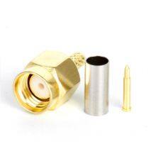 High Quality Full Brass RF Coaxial Straight SMA-J-1.5 Male Female Crimp Connector for RG316 RG174 Cable
