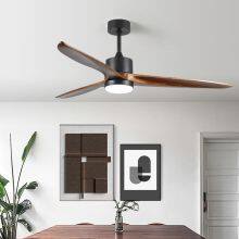 52inch Modern Wooden Blades Remote Cotroller Ceiling Fan With Led Light Light thumbnail-3