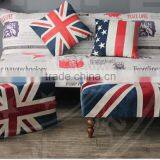 S-150-1 European Style Bench Stool Union Jack Fabric Covered Ottomans thumbnail-2