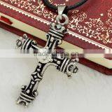 China Supplier New Products Men Necklace Cross Pendant Leather Chain Necklace thumbnail-4