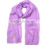 2015 Autumn Winter Newest Small Flower Applique Pearl Beads Fixed Soft Cotton Baby Girl Scarf thumbnail-6