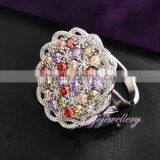 Different Colors Stone Ladies Flower Shape Gold Ring Design thumbnail-3