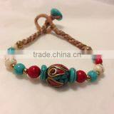 Thailand Handmade Bracelet Bangle With Turquoise and Brass Beads thumbnail-1