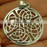 Large Round Celtic Knot Silver Pendant, Pn74 thumbnail-1