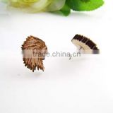 Good Quality HIP HOP WOOD Earrings Indian Cheif Wooden Charm Post Pin Type