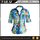 Latest design Cheap Fashion flower print ladies tops