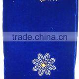 CL4023-1 Royal Blue African Velvet With Crystal Stone Cotton Lace Fabric thumbnail-1