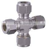 Cross, Double Ferrule Tube Fittings