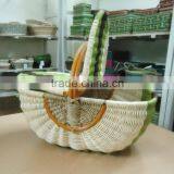 Rattan Picnic Basket With Lid Green Colour