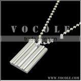 Silver Ball Chains Stainless Steel Square Pendant Long Necklace thumbnail-2