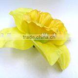 Silk Flowers Diameter 17cm Yellow Artificial Big Daffodil Flower Head thumbnail-2