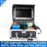 Fishing Line Camera 7" TFT LCD HD 800TVL 12Pcs Light Sun shade+30M Cable Underwater Camera For Fishing