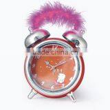 2015 Hot Sale Big Twin Bell Alarm Clock With Music With Feather