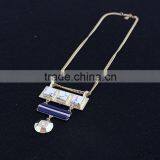 Exaggerated Necklace Jewelry 3 Square Linked Turquoise Handset Arts 2 Color Stone Pendant Necklaces thumbnail-5