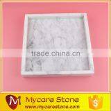 Luxury Italy Carrara White Square Marble Tray thumbnail-2