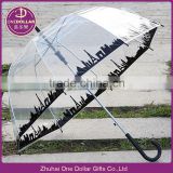 Clear Dome Bubble Umbrella with City Skyline Design