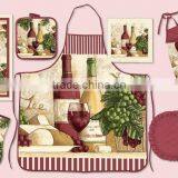 Printed Cotton Pot Holder Glove Towel Apron Kitchen Textile Set thumbnail-4