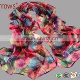 New Design 2016 Women Girls Floral Flower Tie Dyed Pattern Silk Scarves and Shawl Wrap for Summer Spring Travel thumbnail-1