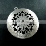 33MM vintage style antiqued silver flower engraved filigree round photo locket pendants DIY supplies 1113017