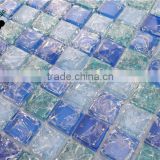 SMS14 popular square art pattern blue swimming pool mosaic crystal glass mosaic