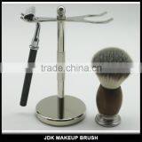 Custom Metal Stand Shaving Kit Wood and Metal Handle Nylon Shaving Brush Set With Razor thumbnail-2