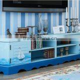 Mediterranean Style TV Cabinet, Sailing Boat Handpainting TV Stand, Solid Wood Living Room TV Cabinet (BF01-X1156) thumbnail-4
