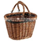 Wholesale willow wicker folding handle shopping basket