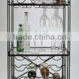 Black Metal Wine and Glass Floor Standing Rack thumbnail-1
