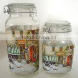 Sealed Decal Glass Food Jar With Metal Clamp Lid thumbnail-1