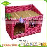 China Hot Sale Exquisite Modern Design Indoor Woven Wicker Pet Cat and Dog House Basket thumbnail-2