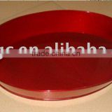 polished brass handle red oval tray