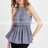 Wholesale Women Apparel Ruffle Spaghetti Strap Keyhole Back Linen Tank Top thumbnail-4